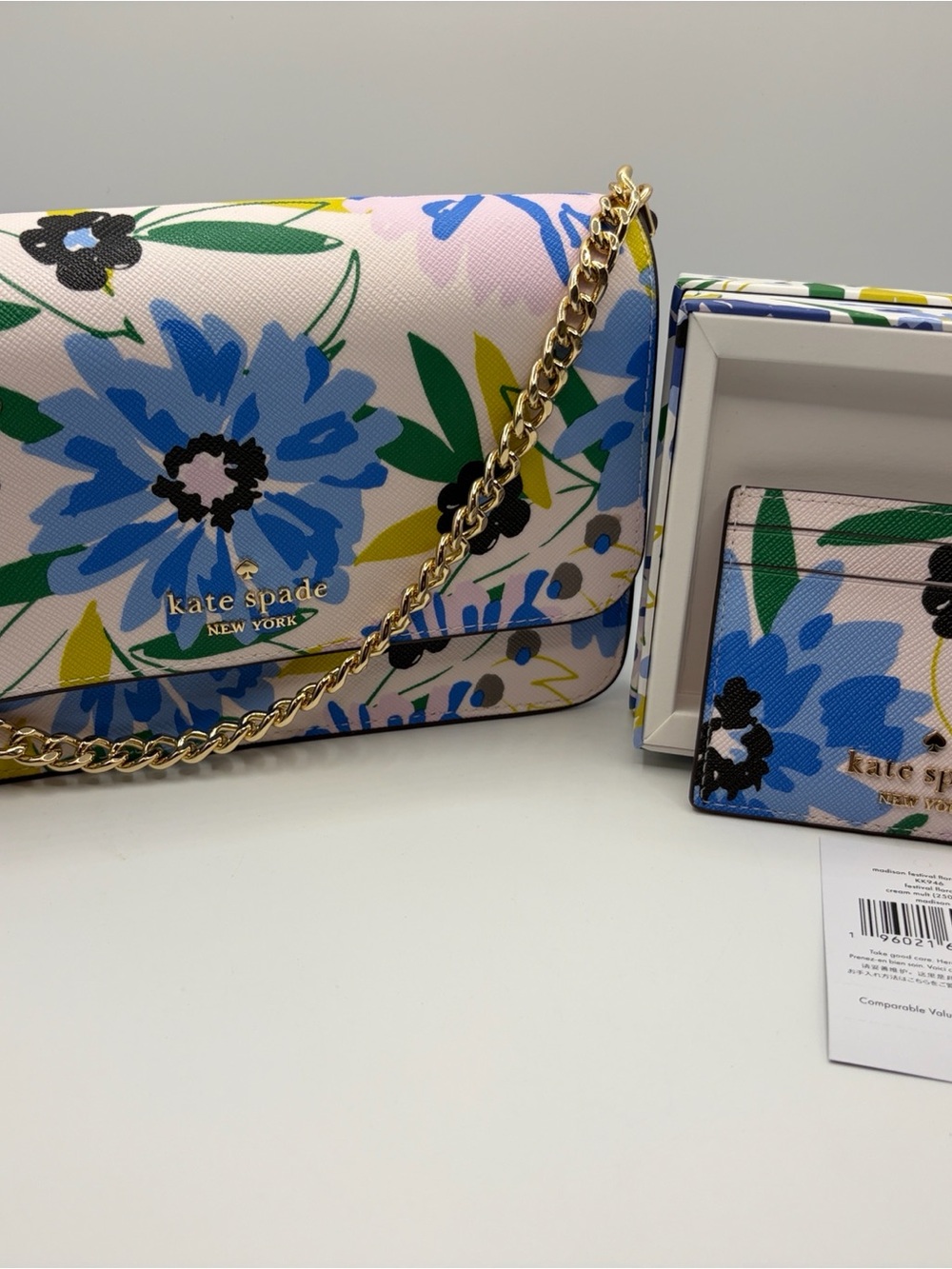 Kate Spade ♠️ Floral Chain Shoulder Bag - With Matching Card Wallet
